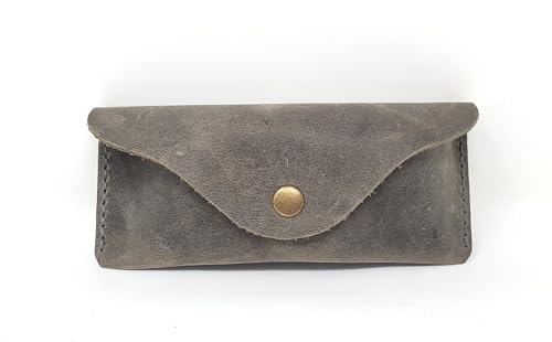Image of Leather Eyeglass Case -Glasses Case - Sunglass Case - Genuine Leather Eyeglasses Case with Snap Closure