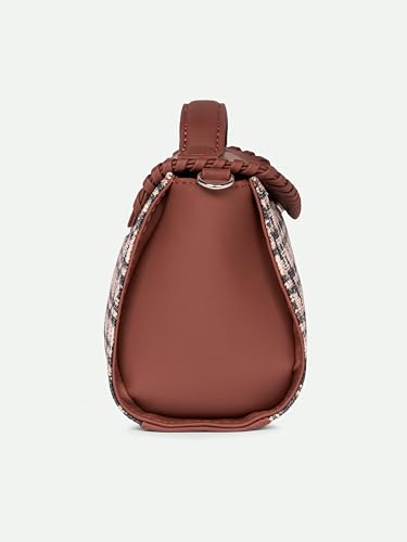 Image of ZOUK Saisha Sling Bag for Women - Vegan Leather with Whip-Stitch Detailing & Detachable Silver | Water-Resistant Stylish Purse | Carter Checks