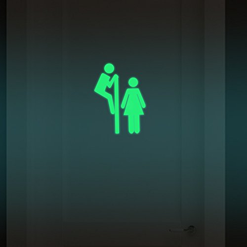 Linaatales Stickers Phosphorescents enseigne Signes pour Les Toilettes WC Autocollant Mural Cover