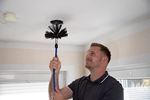 Wohler Rotary Brush M10-16' Set | Air Duct & Dryer Vent Cleaning Tool | Drill Powered | Easy Operation | For Residential & Commercial Use | Incl. 3 Brush Heads, Blue #TOP1