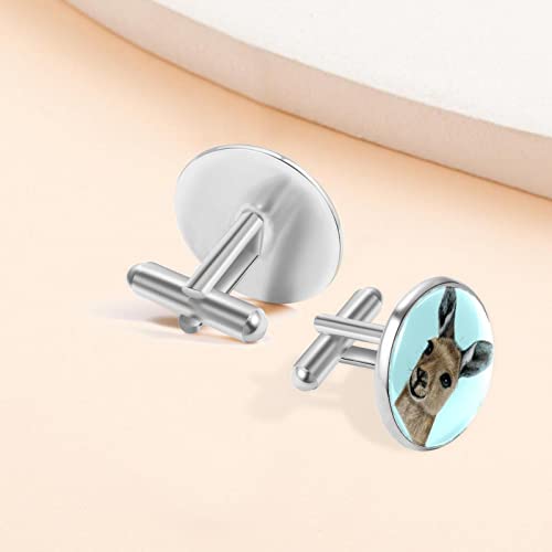 Wilde Australische kangoeroeprint klassieke roestvrijstalen manchetknopen voor heren, pak shirt manchetknopen sieraden zakelijke huwelijksgeschenken - Image 5