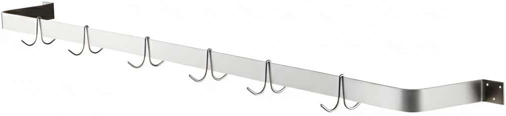 60" Stainless Steel Wall Pot Rack, Commercial Hanging Pot and Pan Rack with 5 Hooks