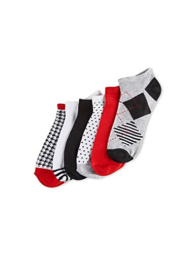 No Nonsense Women's Color Expressions No Show Liner, 6 Pair Pack, Asst 2: Light Heater Grey, Black, Black, White/Black, Stop Light, Stop Light, One Size