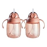 Tommee Tippee Starter Weighted Straw Baby & Toddler 10oz Sippy Cup for 6 Months+, with Silicone Weighted Straw and Easy-Hold Handles, BPA Free, Pink, Pack of 2