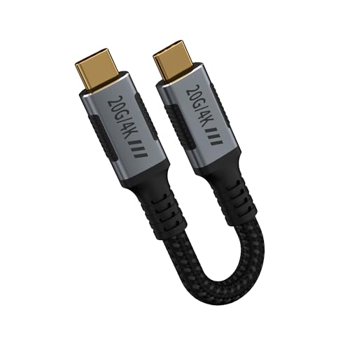 Image of 6 inch USB C 3.2 Gen 2 Cable 0.5FT Compatible with Thunderbolt 3 Cable,20Gbps High Speed Data Transfer,USB Type C 240W PD3.1 Fast Charging,USBC 4K@120Hz Video for Monitor,Display,SSD,Dock.