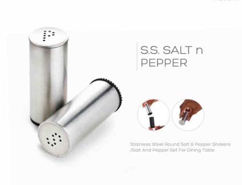 Image of Salt & Pepper Set, Stainless Steel Shakers for Oregano, Chilli Flakes, Salt & Spices (Set of 2)