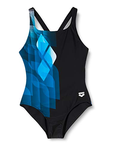 ARENA W Mirrors Swim Pro Back One Piece L Bañador Deportivo Mujer Mirrors, Mujer, Black-Turquoise, 44