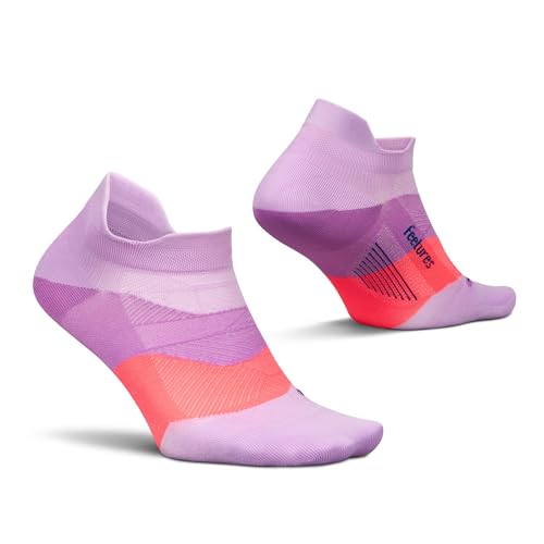 Feetures Elite Ultra Light Cushion Ankle Socks - Sport Sock with Targeted Compression - Orchid Sunset, S (1 Pair)