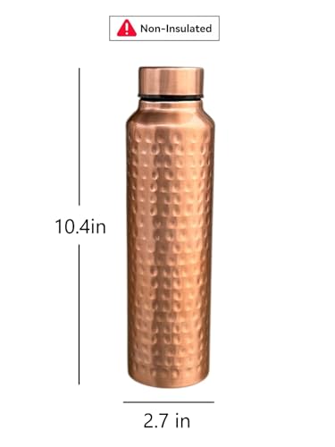 Image of Copper Plated Stainless Steel Water Bottle | 32 OZ NON-Insulated Single Walled Stainless Steel Sports Water Bottle for Cyclists, Runners, Hikers, Beach Goers, Picnics, Camping