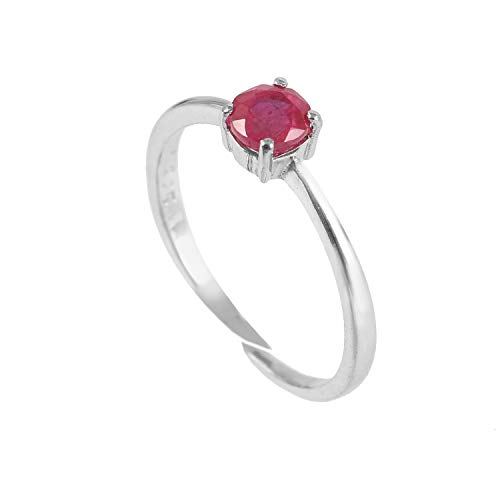 Image of Redgem 925 Silver Ring for Women Natural Ruby Pink 5 MM