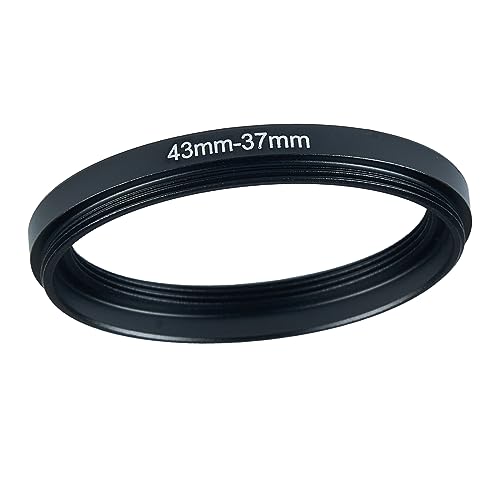 Image of 43mm to 37mm Step Up Ring Filter Adapter Black Metal Step up Adapter Rings Compatible with All Brand UV CPL ND Camera Lens Filter Step Down Ring (43mm-37mm)