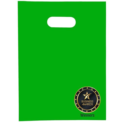 Image of Choice Marts 100 Green Plastic Bags With Handles 9x12 Merchandise Bags