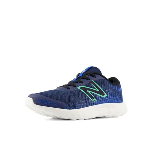 New Balance Tenis de correr unisex para niños 520 V8 con cordones, Nb Navy/Lime Leaf, 3.5 Wide Big Kid