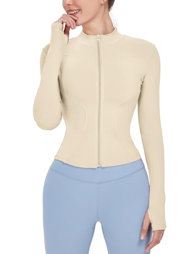 Locachy Women's Lightweight Stretchy Workout Full Zip Running