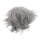 BESTYASH Perücken Für Ältere Frauen Weiße Kurze Lockige Perücken Haarwasserwellen-damenperücken Echthaarperücken Für Weiße Frauen Alte Dame Kostüm Für Damen Hellgrau Hochtemperaturdraht