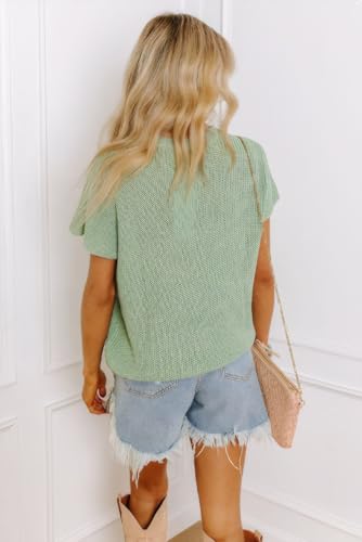 KevaMolly Womens Short Sleeve Sweaters Crochet Flower Knit Crew Neck Sweater Loose Beach Hollow Out Pullover Tops3