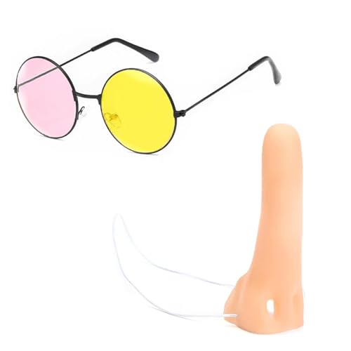 PPX Long Nose Sunglasses Pink Yellow Lenses Halloween Costumes Cosplay Party Supplies