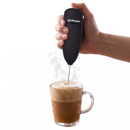 Orbegozo MN 3800 Espumador de Leche Eléctrico a Pilas 2xAA, Batidora para Café y Capuccino, Leche Espumosa en Segundos, Tacto Suave, Fácil Limpieza, Incluye Soporte, Negro