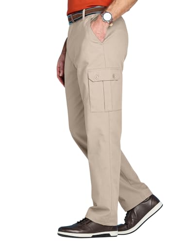 Chums Men's Stretch Waist Cargo Pant 5 Fully Functional Pockets Stylish & Comfortable Cotton Fabric Size 32-54 Stone3