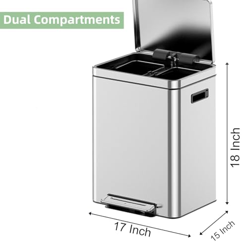 Caneca de Basura Rectangular 30 L con Tapa Acero Inoxidable miniatura 2
