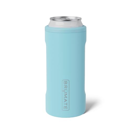Image of BruMate Hopsulator Slim Can Cooler Insulated for 12oz Slim Cans | Skinny Can Insulated Stainless Steel Drink Holder for Hard Seltzer, Beer, Soda, and Energy Drinks (Glacier)