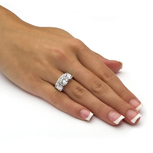 PalmBeach Platinum-plated Sterling Silver Round Cubic Zirconia Bridal Ring Set Sizes 5-103