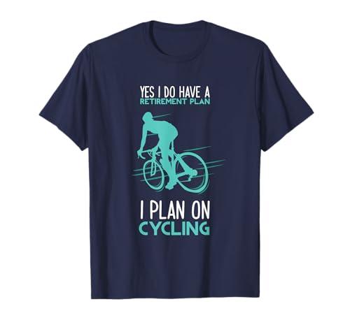T-shirt divertida de ciclismo com plano de reforma, presente de bicicleta t-shirt, Azul, S