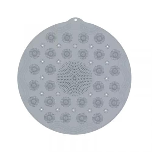 Image of Non Slip Shower Mat for Bathroom Floor with Foot Scrubber, Anti Skid Silicone Bath Mat for Bathtub & Shower, Waterproof Bathroom Massage Mat for Kids & Adults, Large Suction Cup Safety Mat (Round)