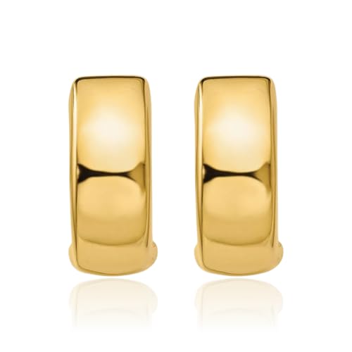 14K Solid Yellow Gold Hinged Round Huggie Small Hoop Earrings3