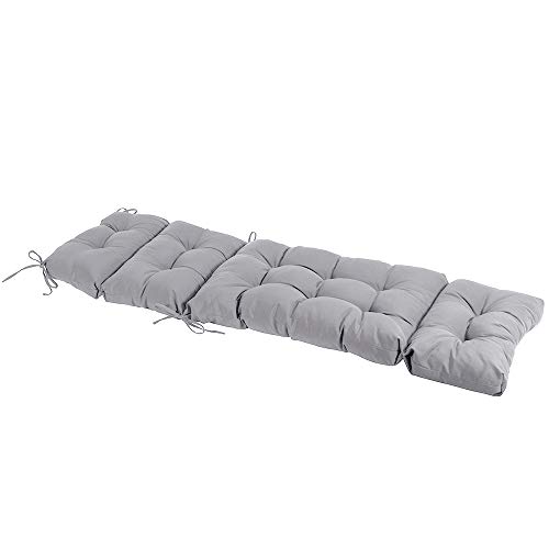 Image of QILLOWAY Outdoor Chaise Lounge Cushion 74x22x4 Inch, Waterproof Weather Resistant Replacement Pad for Patio Pool Furniture, Gray,White