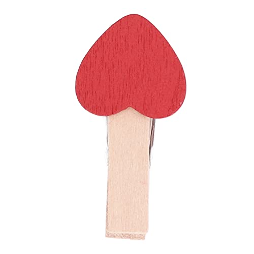 HERCHR 50 peças de mini pregadores de roupa de madeira, pequenos alfinetes de roupas com coração ver