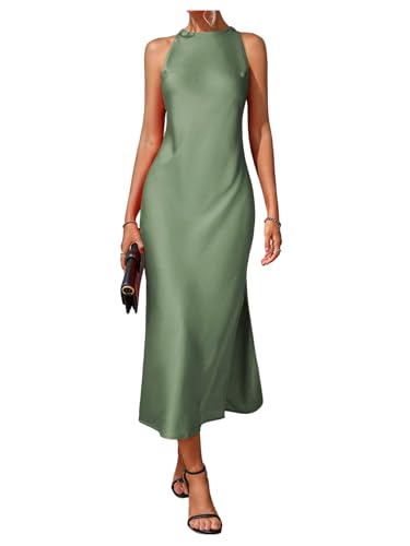 Image of Floerns Women's Elegant Sleeveless Crew Neck Maxi Dress Slit Cocktail Tank Dress
