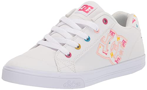 DC Girls Chelsea Low Shoe Skate, White/Monogram, 11 Big Kid