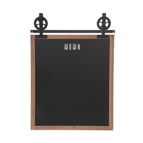 Atmosphera - Tableau Ardoise Mural Pouli Noir et Bois, 55 x 68 cm - pour Cuisine, Bureau, Entrée