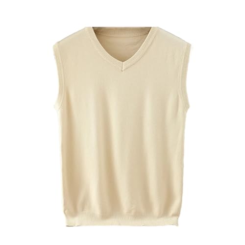 Men's Winter Wave Warm Knit Cashmere Blend Vest V-Neck Loose Fit Solid Color Soft Vest