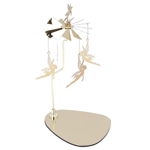 Candle Holder, Rotating Candle Holder, Round Plate Romantic European Stainless Steel Aromatherapy Candle Holder, Candlestick Holders Golden Little Magic Fairy (Without Candle Cup) #TOP1