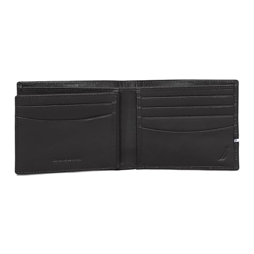 Image of Nautica Men's Bifold Leather Wallet | RFID Blocking | ID Window | Card Slots | Organization | Durable | Stylish