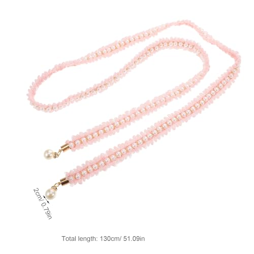 LOGOFUN Traditional Japanese Kimono Sash Belt with Faux Pearl Decor for Women Elegant Yukata Waistband Accessory in Pink Bridal Weddings2