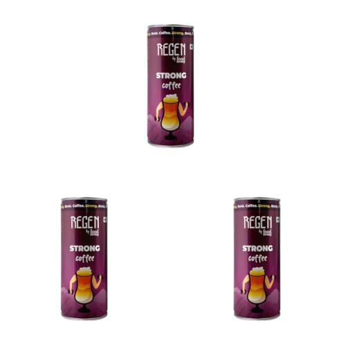 Image of REGEN Strong Coffee - Refreshing Ready-to-Drink Flavoured Milk Coffee, 250 ml Can (Pack of 3)