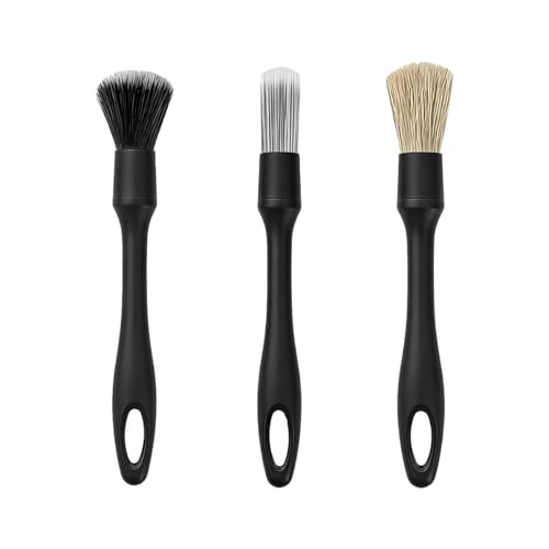 Bittwee Car Detailing Brush Kit, 3PCS Soft Bristle Multi-Use Vehicle Detailing Wash Brushes, Automotive Interior or Exterior Cleaning Kit, Universal for SUV Automobile Truck