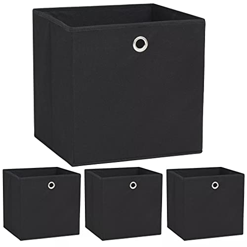 Coffre de rangement extérieur pour coussins lot de 4 cubes en tissu noir 32cm