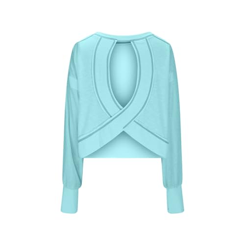 Moletom feminino aberto nas costas, costas nuas, manga curta, atlética, para corrida, academia, ioga