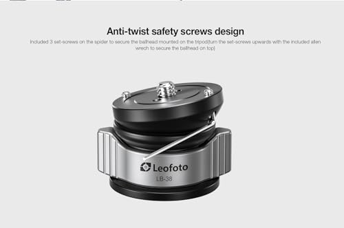 Image of Leofoto LB-38 38mm Leveling Base for Tripod w Butterfly Lock Collar 6.6lb Max Load + /-10 Tilt