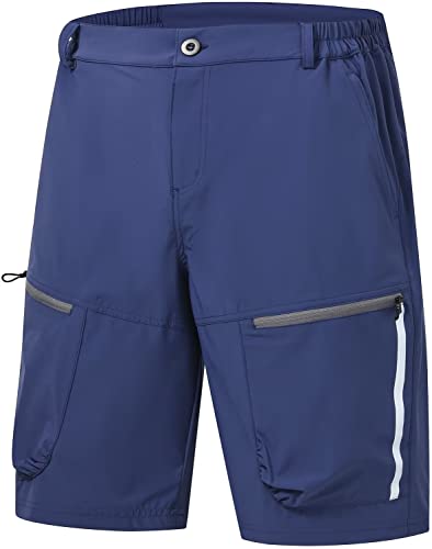 Men's Waterproof Reflective Stripe Cargo Hiking Shorts With 6 Zipper Pockets Darkblue X-Large #TOP18
