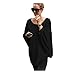 Produktbild KEYIA Damen Kontrastfarbe Pulli Pullover Rollkragen Sweatshirt Kapuzenpulli Top Hoodies Schwarz Einheitsgröße