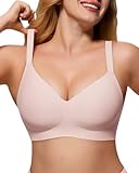 As Fairy No Underwire Bras Seamless Wireless Full Coverage Comfort Bralette Supportive Push Up Everyday Bras Pink 38D