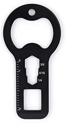 KITCHENDAO 4 in 1 Keychain Beer Bottle Opener, Durable Stainless Steel, Anti-rust Titanium Coating, Gift for Father, Husband, Black 1 Pack