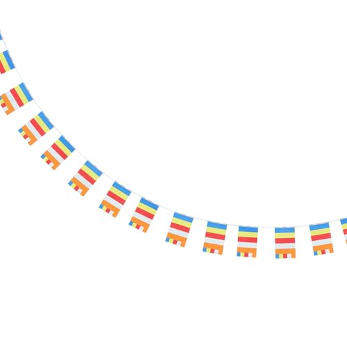 HIAKDOFT Drapeau de Prière Bouddhiste 5 Couleurs Bannière Suspendue en Polyester Décoration Temple Intérieur et Extérieur Drapeau pour Prière et Contemplation 1 Pièce