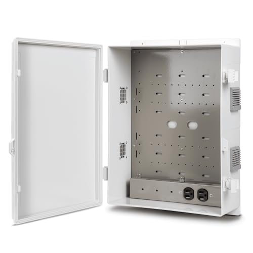 Image of Namunanee Outdoor Electrical Junction Box with High Power Outlet, ABS Water Resistant Enclosure with Internal Mounting Panel & Hinged Cover. (18.1 inch H* 12.6 inch L* 6.3 inch W & Outlet)