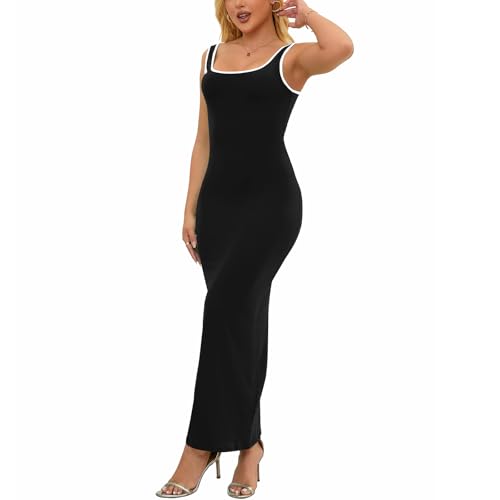 PINSV Women's Sexy Sleeveless Bodycon Tank Dress U Neck Halter Wrap Long Maxi Dresses Casual Party Beach Sundresses3